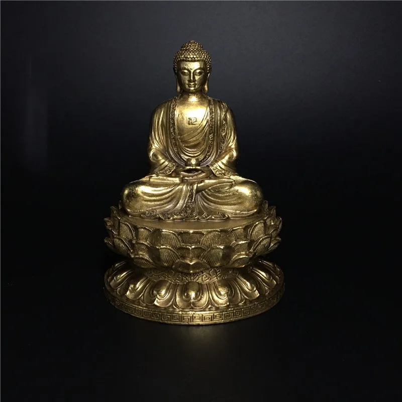 Decorative Buddha Statue Sakyamuni Statue Sculpture Buddhist Supplies Bronze Lotus Buddha Statue Home Feng Shui Decorative Craft