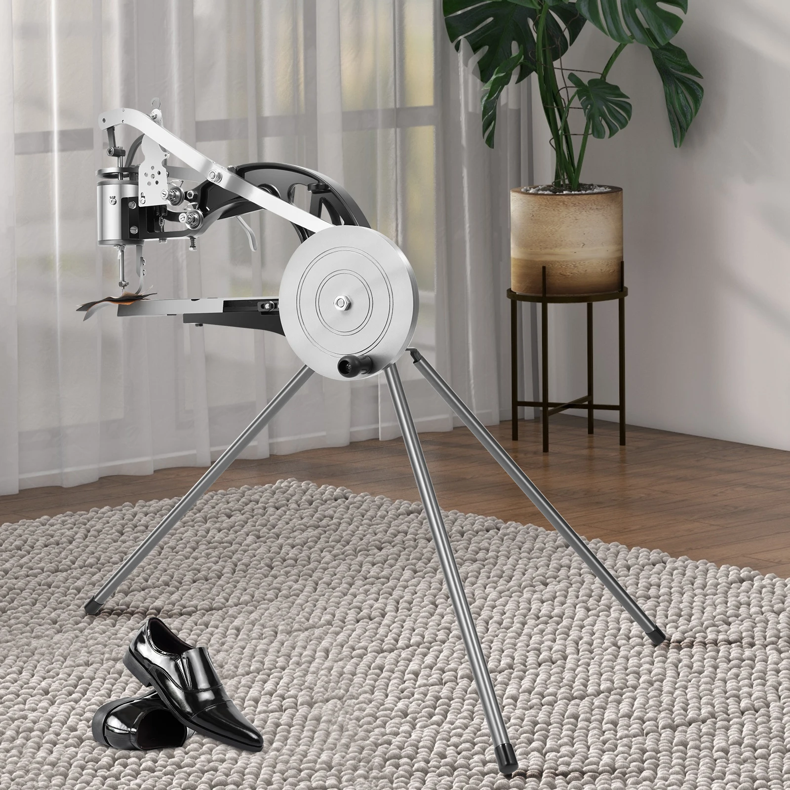 Hand Shoe Repair Mending Tool Anti-Slip Legs Leather Cobbler Sewing Machine Adjustable Direction for Cotton Linen and Tent