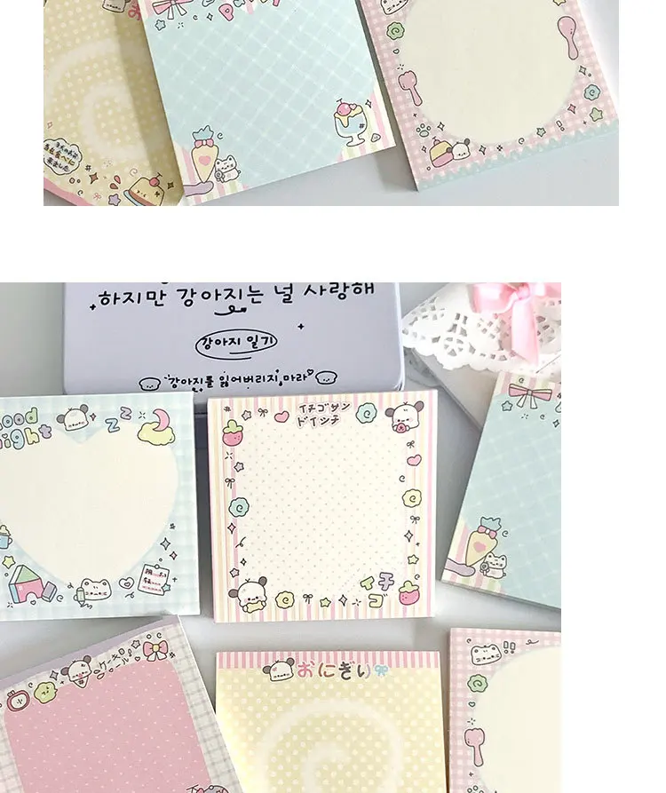 MINKYS 50 Blatt Kawaii Welpen, quadratische Notizblöcke, Papier, To-Do-Liste, Tagebuch, Notizpapier, DIY-Material, Schreibwaren – Detail 5