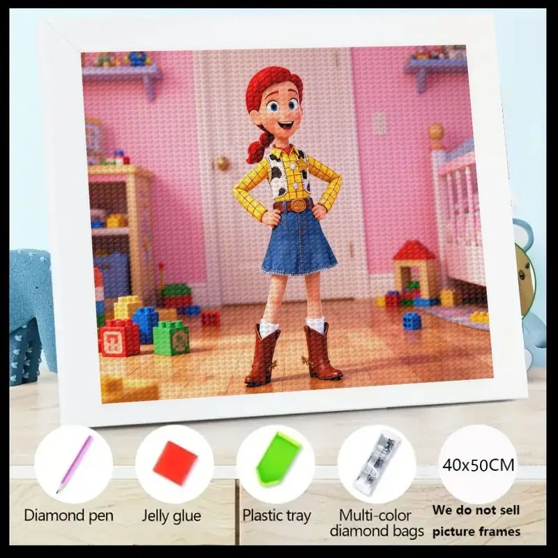 

1 шт., набор для алмазной живописи Jessie Toy Story 5D Full Drill, набор для алмазной живописи с персонажем мультфильма «сделай сам», ковбойский горный хрусталь, драгоценный камень Pai