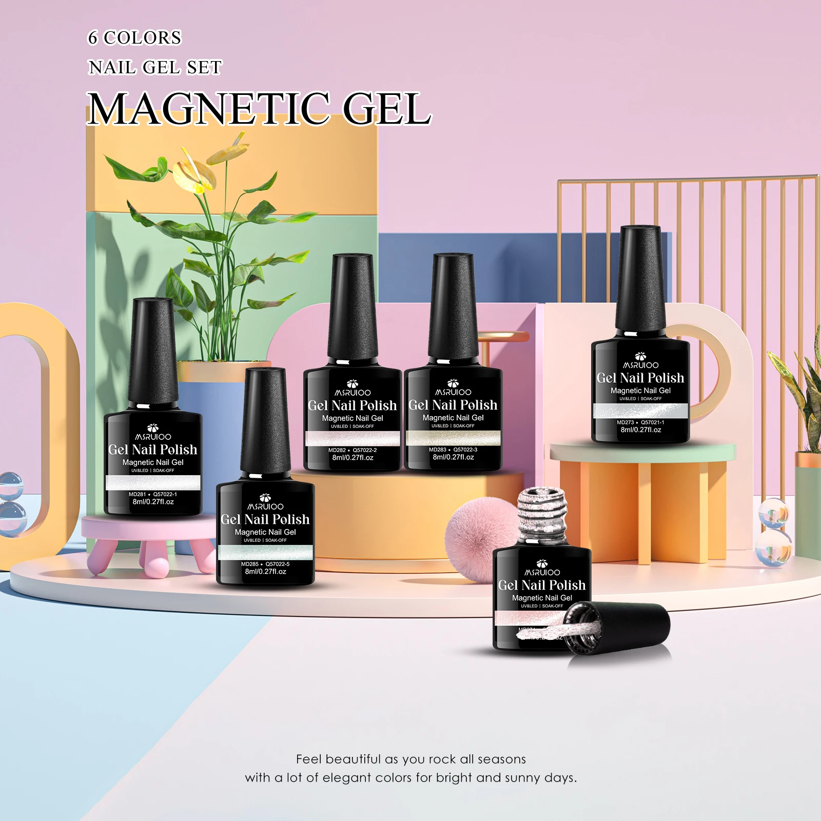 7pc clair de lune gelée magnétique vernis à ongles Gel ensemble paillettes TPO HEMA gratuit Nail Art décorations manucure Vernis Gel Kit UV/LED