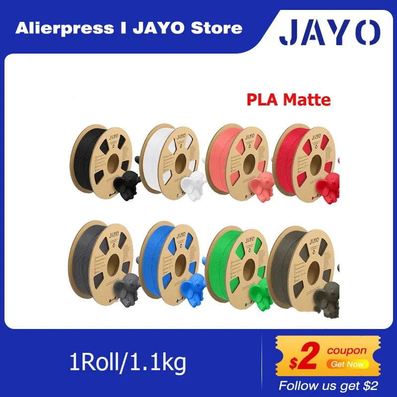 JAYO PLA Matte Filament 1.75mm 1.1KG Smooth Matte Surface Neatly Wound Filament Materials for 3D Printer&3D Pen