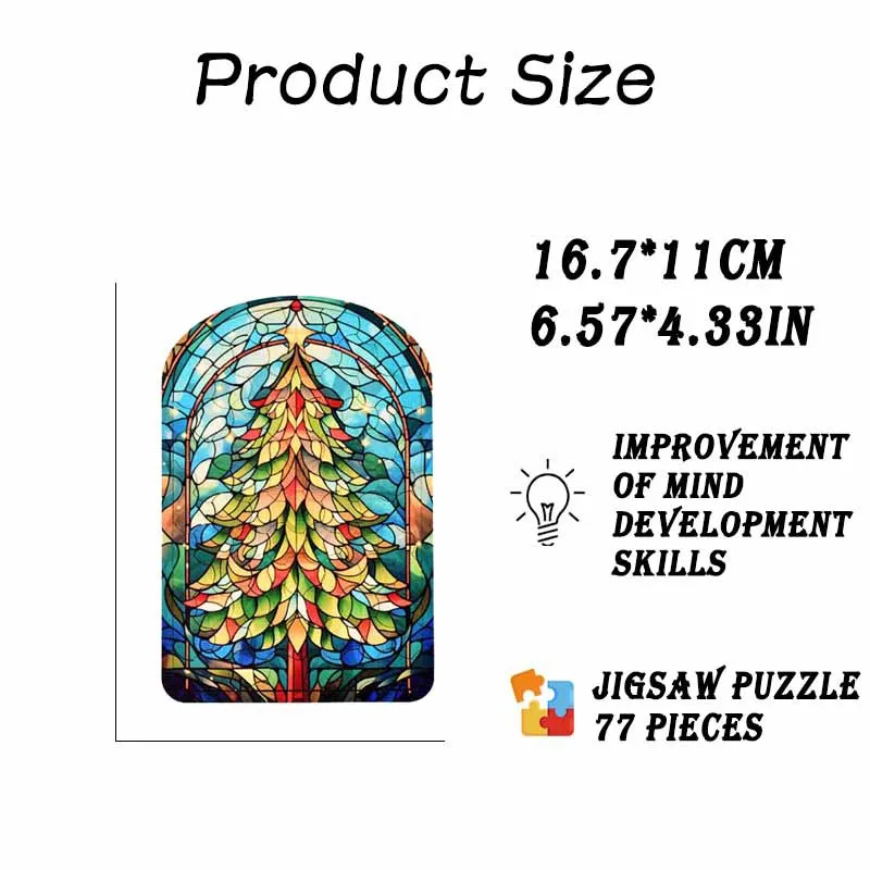 Wooden Christmas Tree Puzzle para Crianças e Adultos, Em Forma Irregular, Brinquedos Educativos