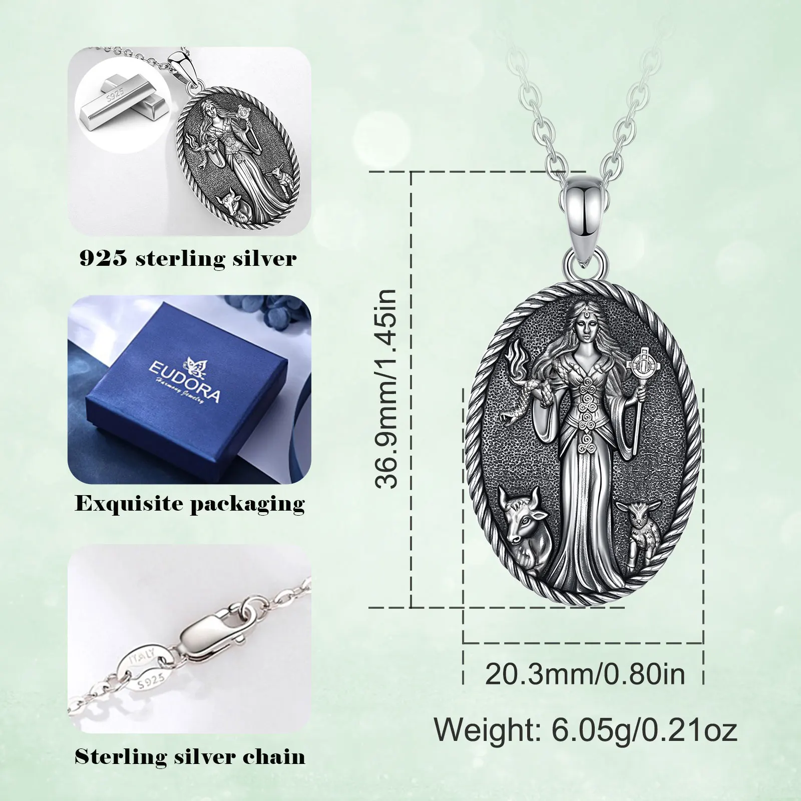 يودورا 925 فضة بريجيد آلهة قلادة بريجيد الصليب تميمة قلادة ويكا باقان مجوهرات هدية روحية للنساء #2