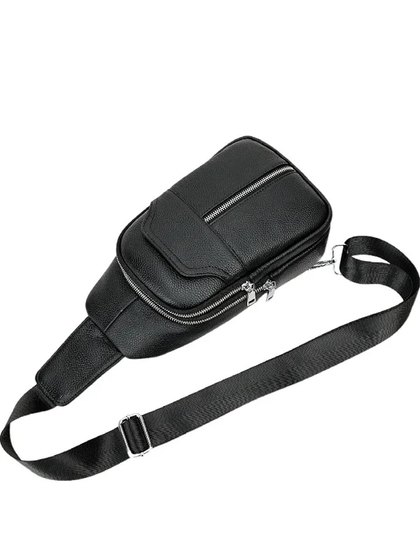Men's Leather Chest Crossbody Bag - close-up view