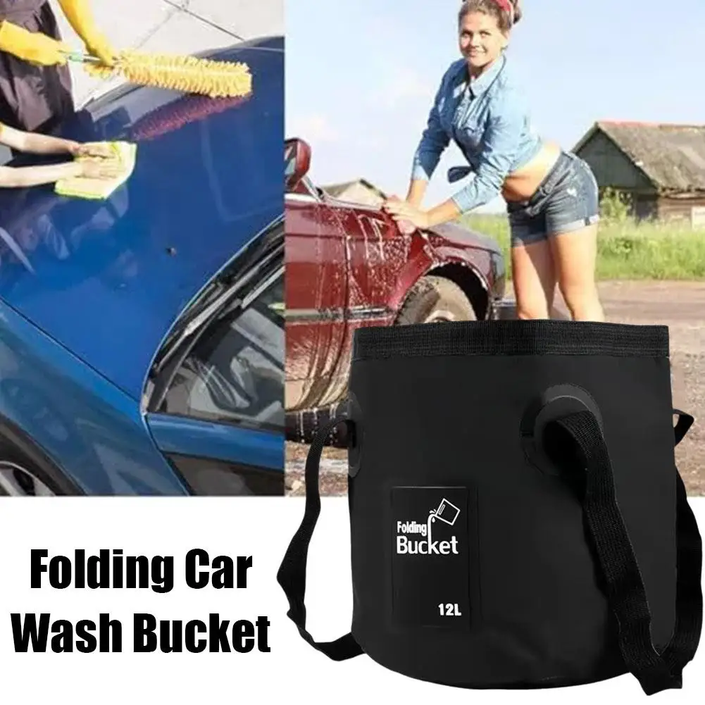 

12L Folding Bucket Portable Outdoor Travel Water Bucket Sink Foot Washing Car Large-capacity Men Bag Washing Bowl Bucket Wo B7M9