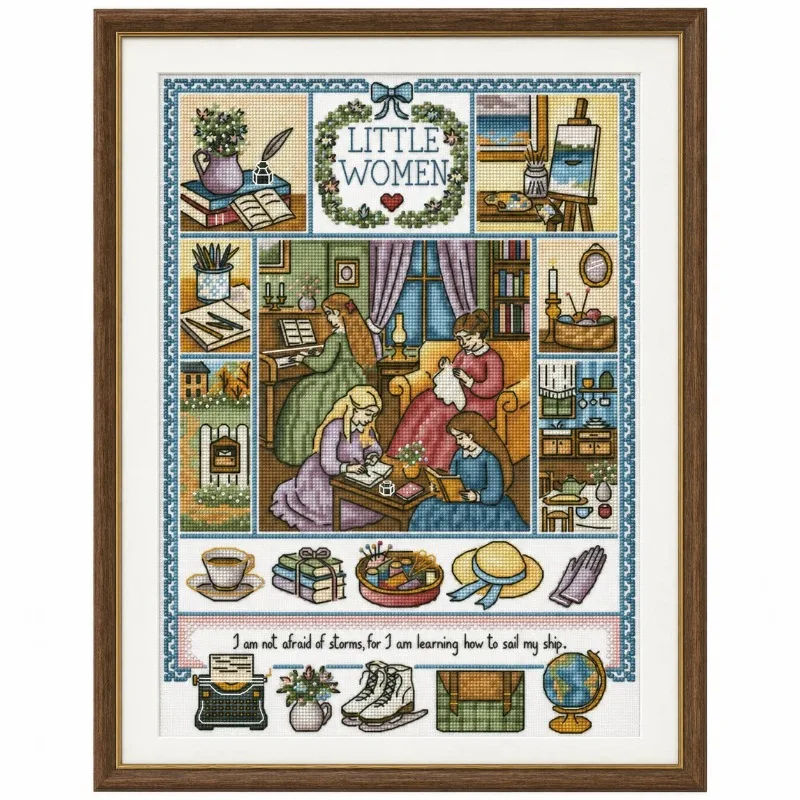 [CC6408- Little Women]DIY Stamped Cross Stitch Kit for Adults 11CT 14CT 16CT Printed Canvas Embroidery Craft Needlework
