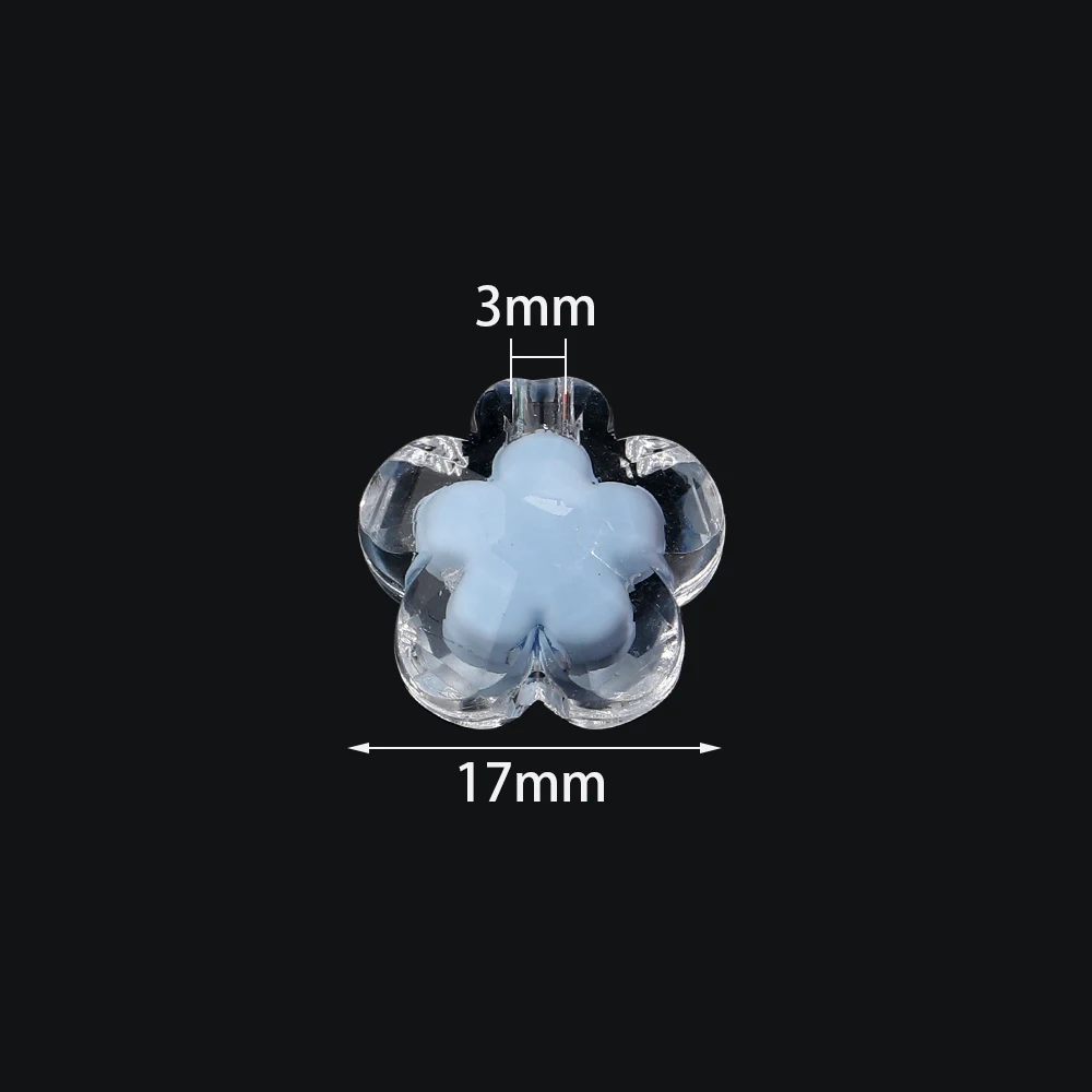 30-50pcs 17mm Flower Acrylic Beads Transparent Mixed Color Loose Beads For Jewelry Making DIY Bracelets Necklace Accessories