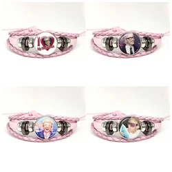 Netherlands Hot Singer Joost Klein Pink Leather Bracelets Glass Dome Snap Button Bracelet & Bangles Cute Fun Meme Jewelry Gift