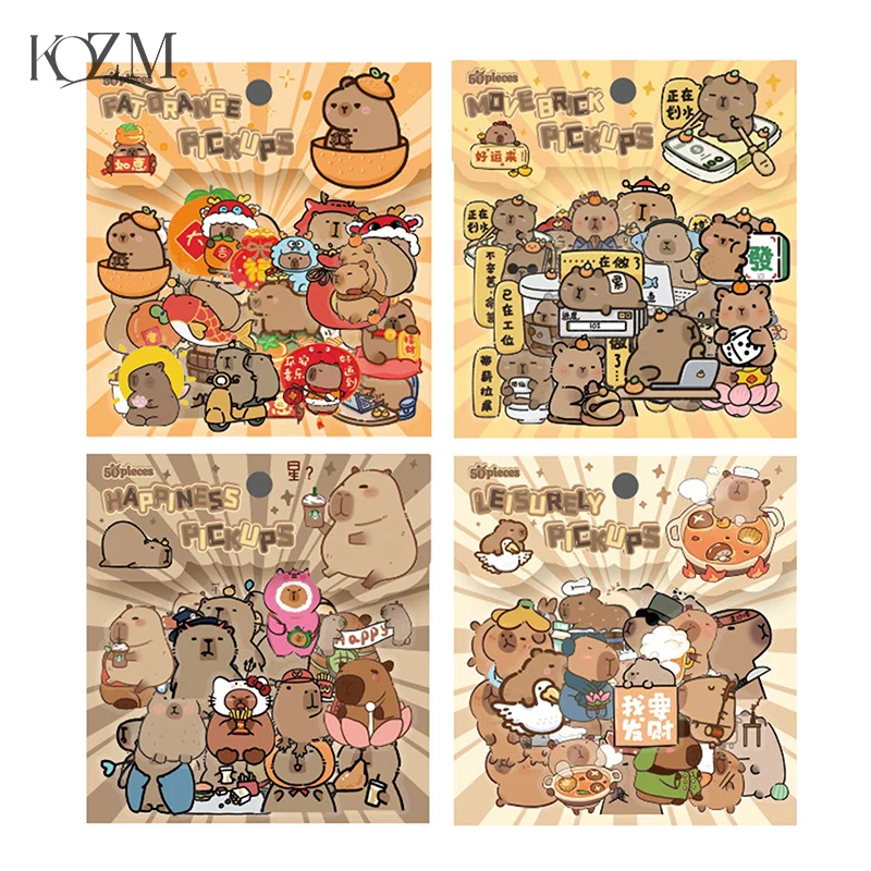 

50 шт. милые кавайные Мультяшные наклейки капибара для женщин и девочек прозрачные водонепроницаемые наклейки декоративные наклейки для дневника