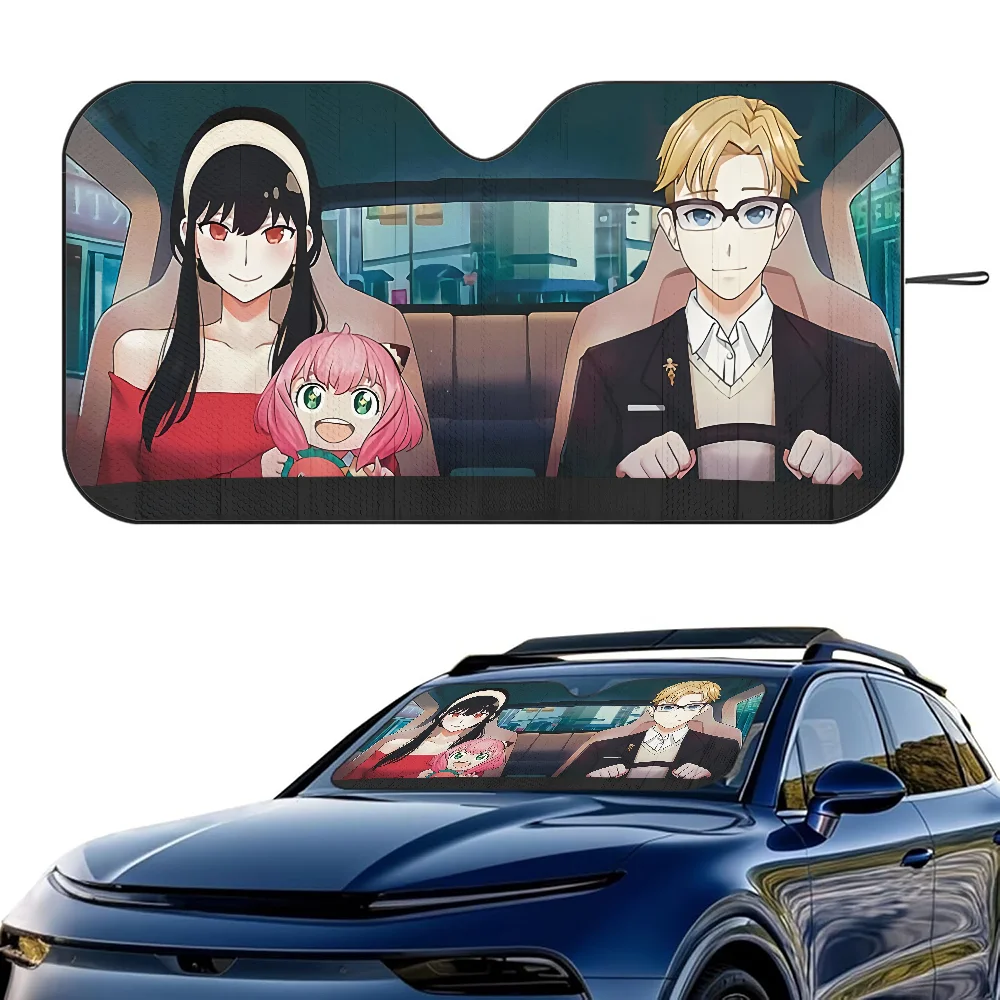 S-Spy X Family Anime Car SunShade Windshield Foldable Three-layer Insulation Sunshade By Suction Cup Blocks UV Rays Sun