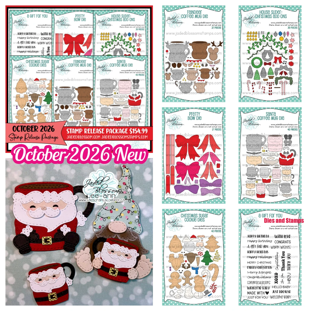 October 2026 New Jaded Blossom Santa Coffee Mug Reindeer Coffee Mug Metal Cutting Dies Stamps for DIY Handmade Scrapbooking Card