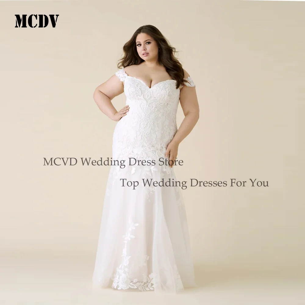 MCDV Customized Lace Wedding Dresses For Large Women Mermaid Off Shoulder Applique Robe De Mariage Bridal Gowns 2026 Customized