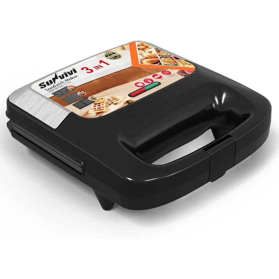 

Электрическая сэндвичница 3 в 1, гриль-панини и вафельница со съемными антипригарными пластинами, индикаторные лампы Cool Touch H