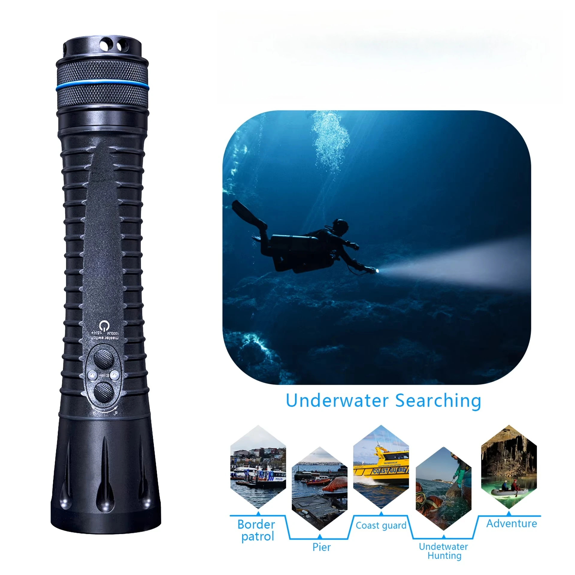 Charging Professional 1000 Lumens Diving Light LED Flashlight FITECH F18 21000mAh Diving Flashlight