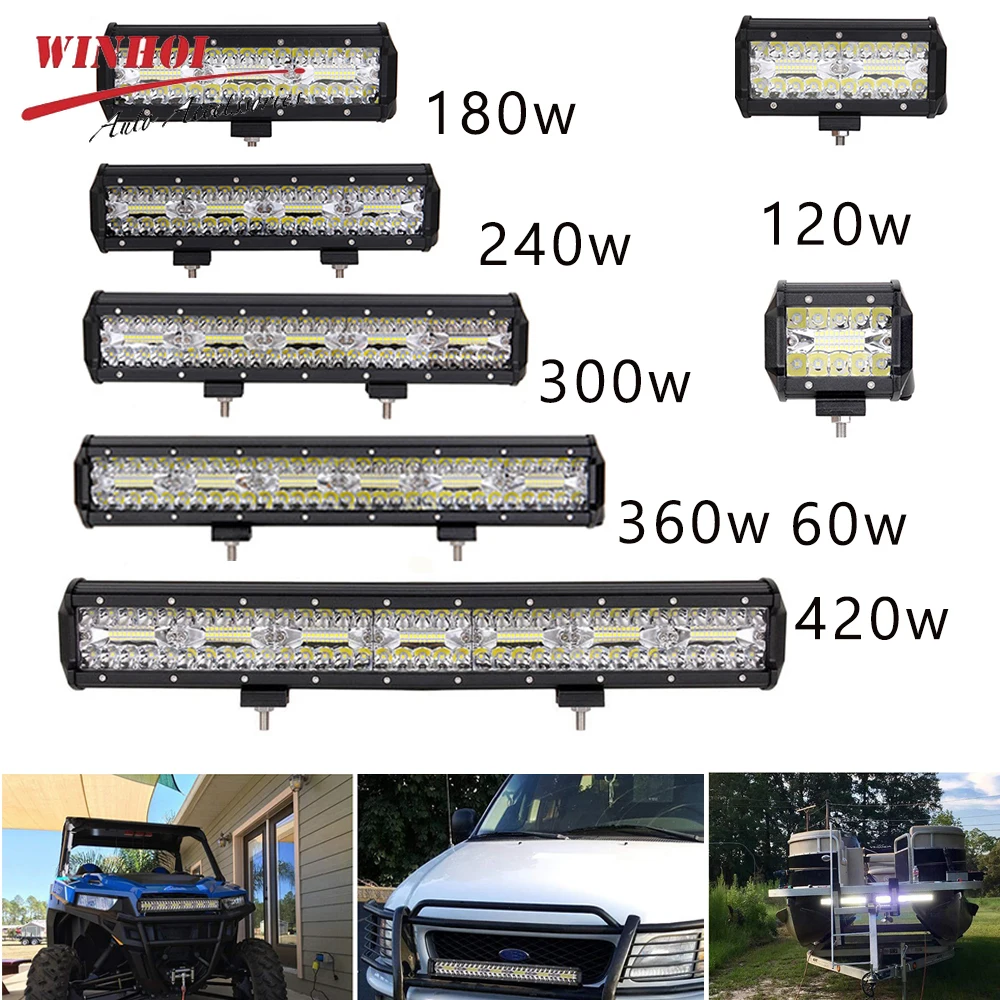 4x4 Off Road LED Light Bar 420W 360W 300W 240W 180W 120W Bright Beam Flood Spotlight Work Light for Car Truck Trailer Lightbar