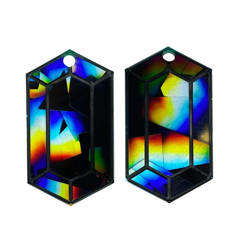 Holographic-Resin Molds Hexagon Silicone Mold for Epoxy Casting DIY Rainbow Light Pendant Decoration Mold Jewelry Tool