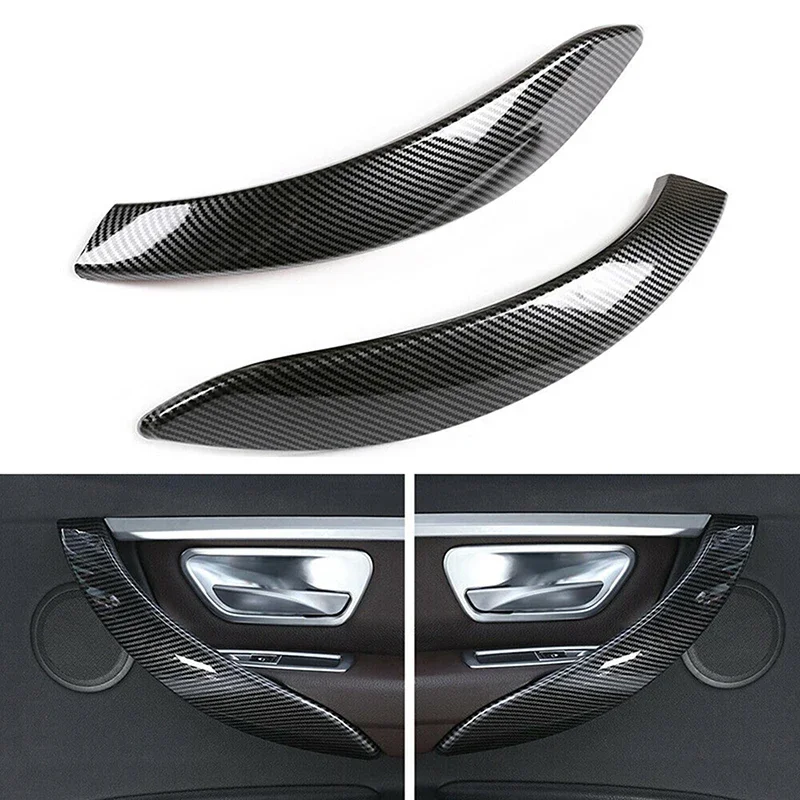 2/4Pcs For BMW 3 4 Series F30 F31 GT F34 F36 2014-2019 Car Interior Carbon Fiber Look Door Handle Cover Cap Trim Accessories