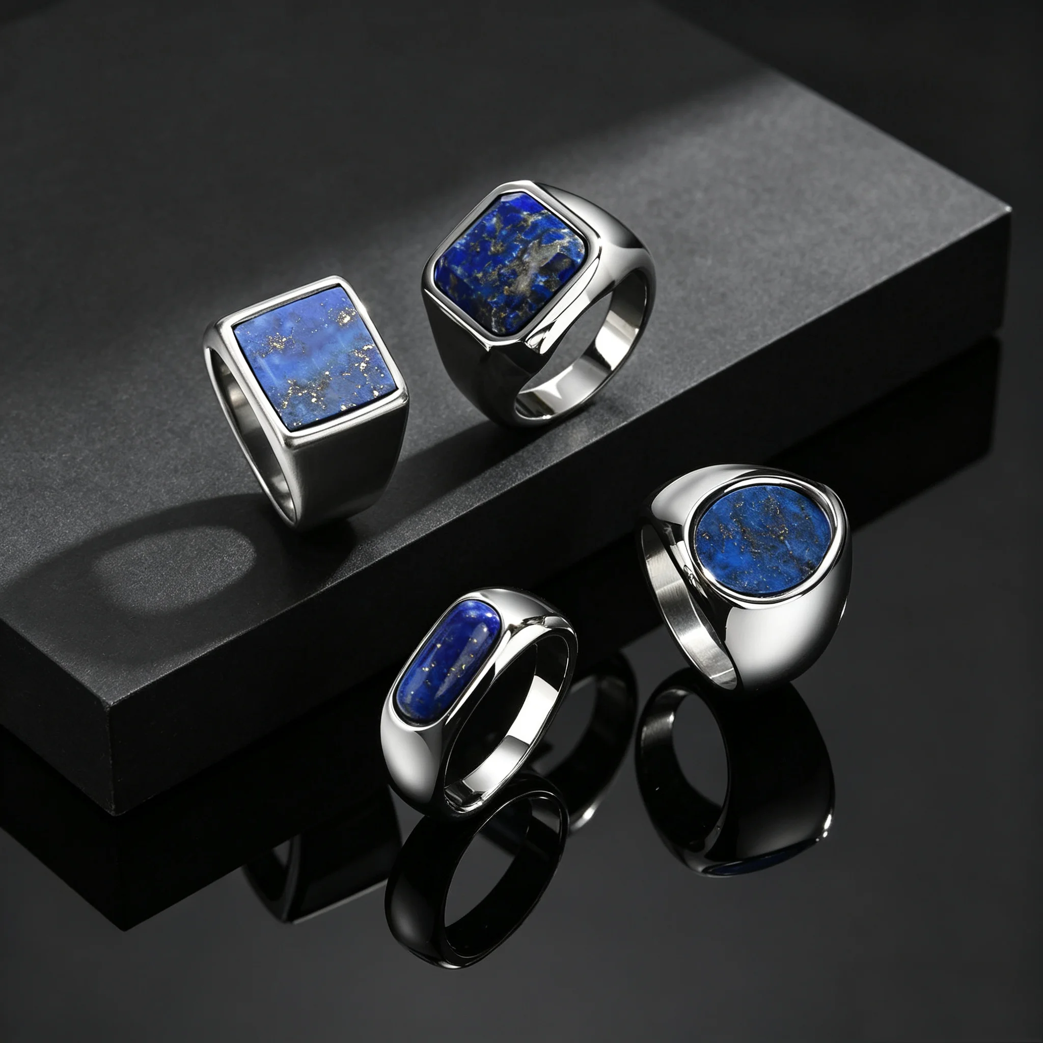 Classic Fashion Blue Natural S - đánh giá và giá Signet Ring Men