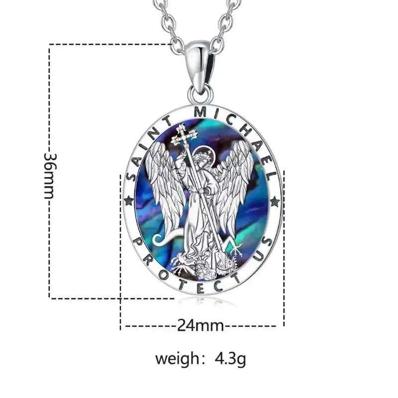 Exquisite Fashion Archangel Michael Alphabet Pendant Necklace for Men Hip Hop Religious Jewelry Accessory Anniversary Gift