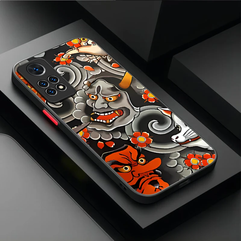 우키요에 사무라이 바다 파도 케이스 샤오미 레드미 노트 14 13 12 11 프로 플러스 5G 12S 11S 10S 10 9 레드미 14C 13C 12C 12 4G A3 A3X 에튀이