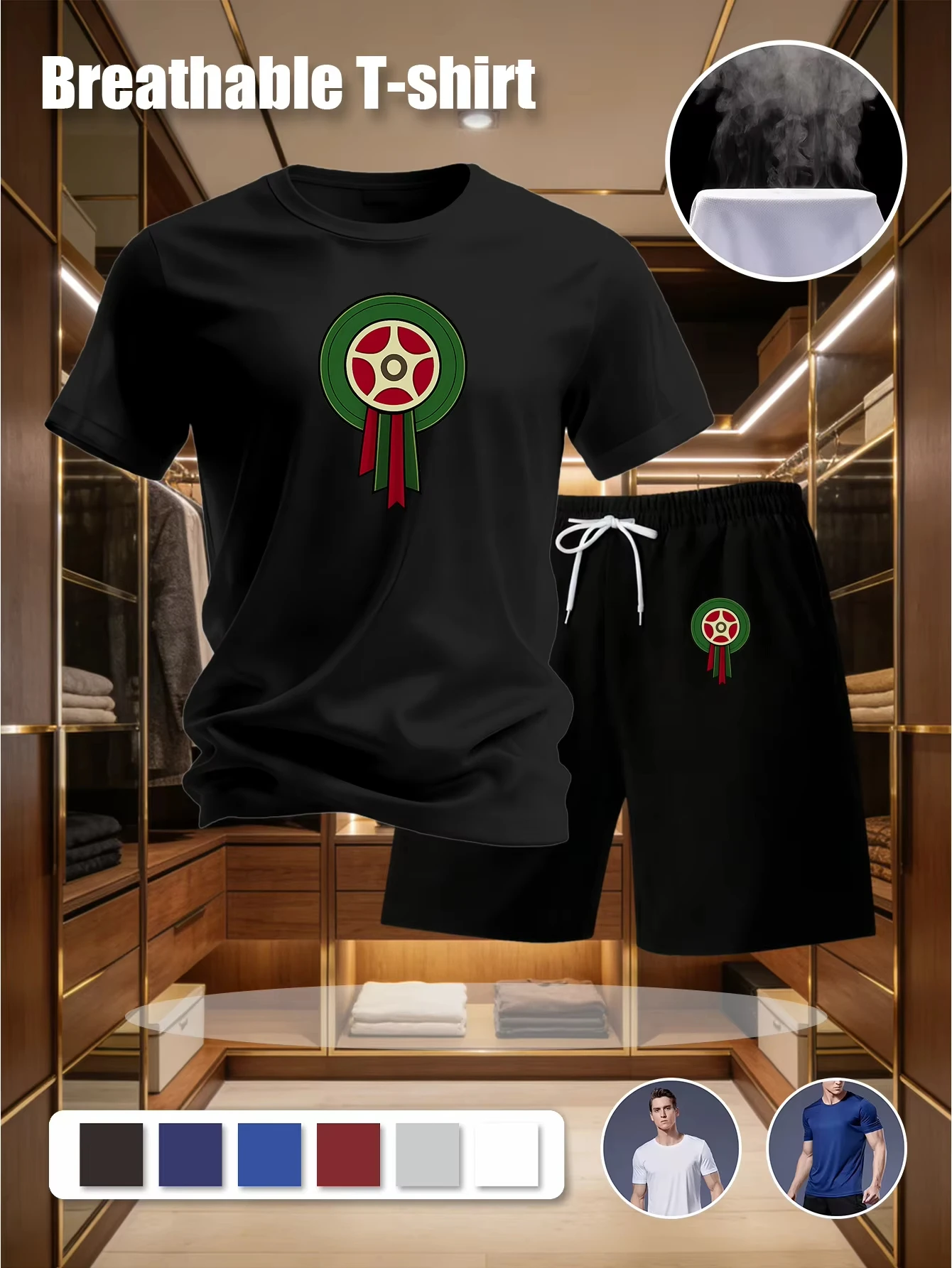

Men's 2026 Summer New Fashion Laid-back Casual Two-piece Shirt and Shorts Set Personalized Small Prints Embellish The Details