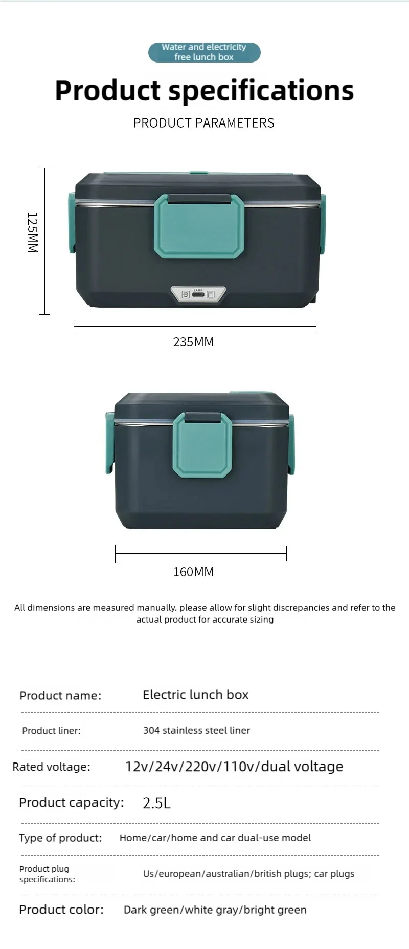 TINSOL Neue 2-in-1 90W 3,5L Elektrische Lunchbox Tragbarer Speisenwärmer Geeignet für Auto oder Zuhause Auslaufsicherer Lunch-Erhitzer Mikrowelle – Detail 11