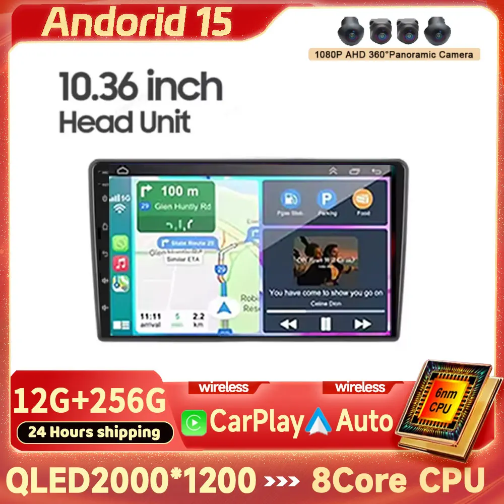 

10 Inch Android 15 Car Multimedia Video Player Universal 2DIN Stereo Radio GPS For Volkswagen Nissan Hyundai Kia Toyota DSP WIFI