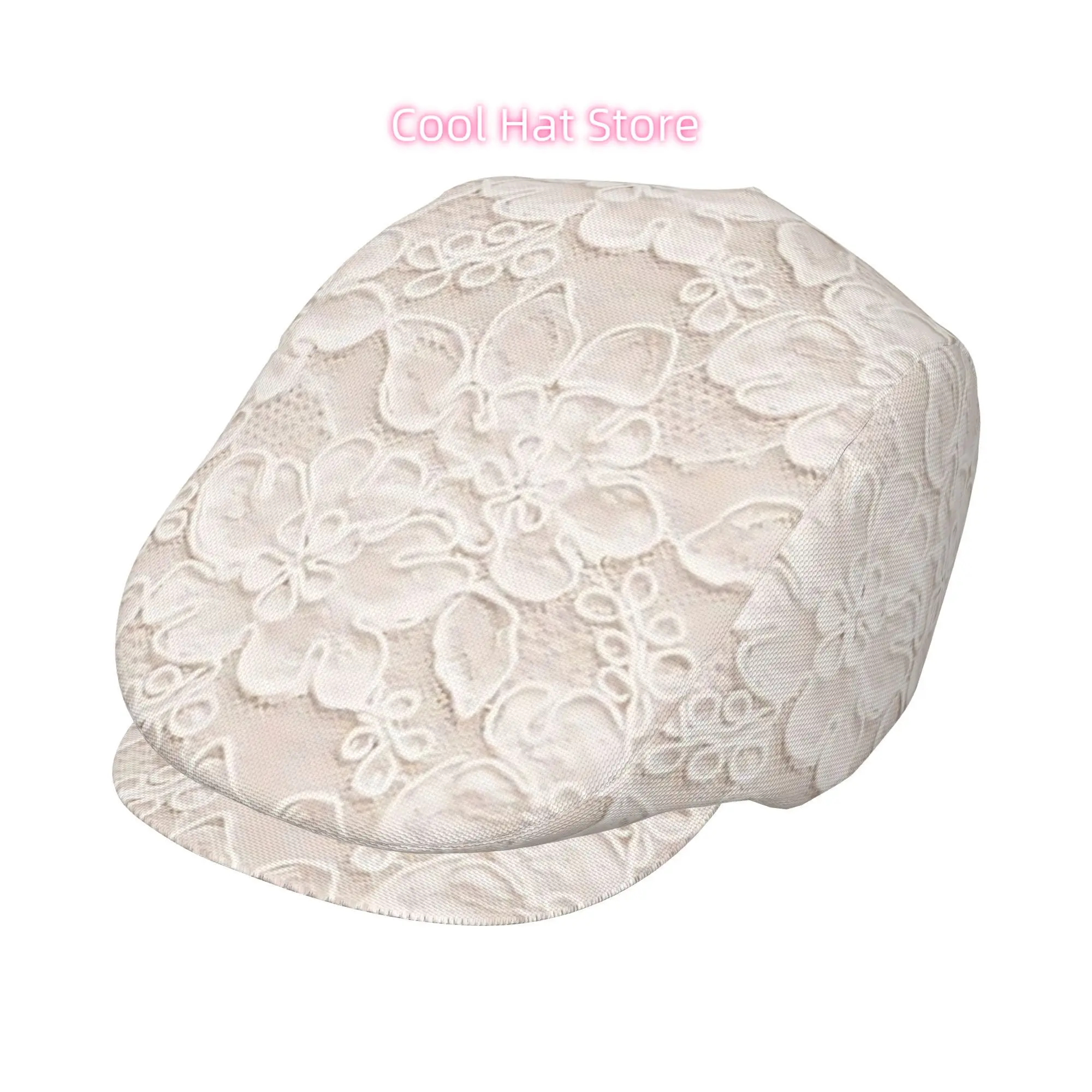 Delicate Lace Trim Men Beret Hat Polyester Adjustable Newsboy Hats Cabbie Gatsby Cap Driving Flat Caps Women Cabbie Cap Beret Fo