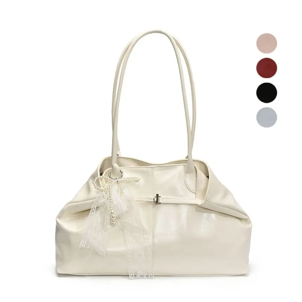 

Модная сумка через плечо из искусственной кожи, однотонная сумка-тоут с бантом, большая вместительная портативная сумка для женщин