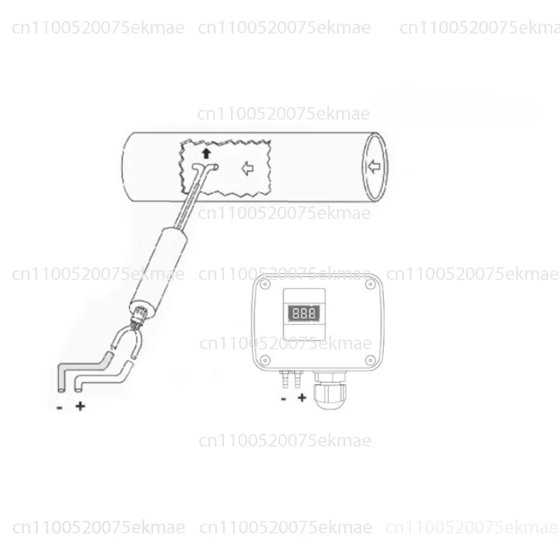 High Temp Pitot Tube Air Velocity Sensor Transmitter For Duct Air Flow Measurement With High Precision  Wide Range