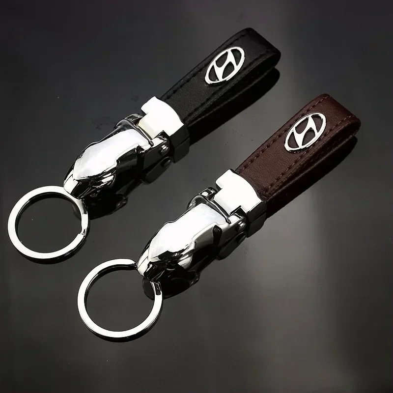 

Car Leather Key Ring Keychain Case Decoration for Hyundai IX35 I30 Azera Elantra Accent Santa Genesis Tiburon Tucson Solaris