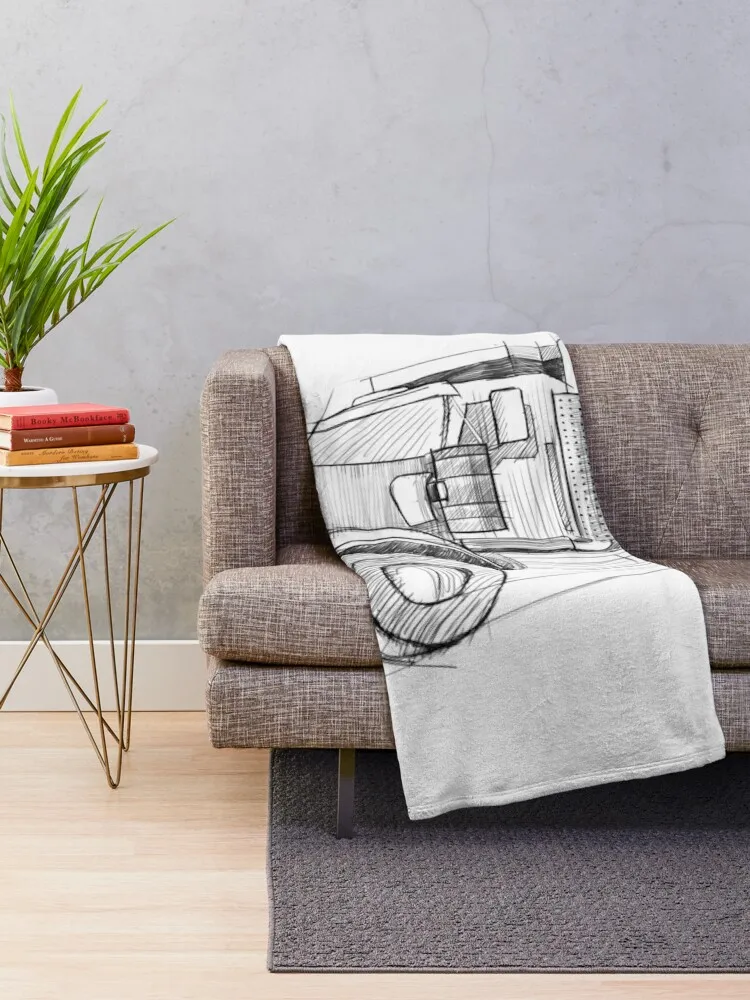 Construction Dump Truck Black And White Pencil Drawing Art Throw Blanket Decorative Sofa Furrys Blankets For Sofas Blankets