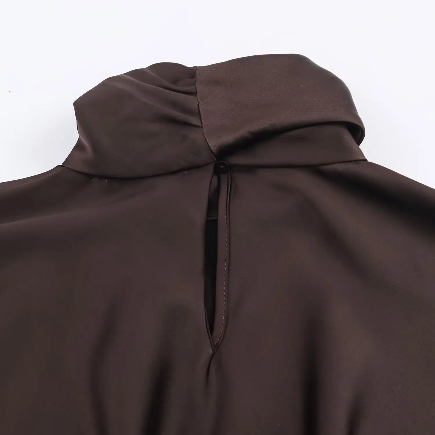 BSAY satén textura bufanda decoración Vestido corto mujer moda Otoño Invierno nuevas mangas largas Francia vestidos de noche femeninos