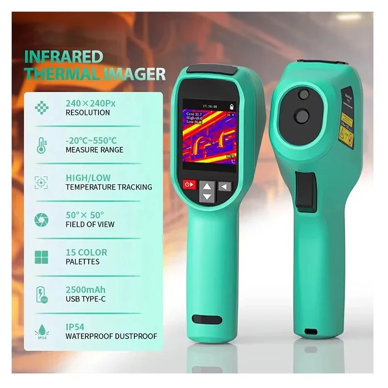 Non-Contact Infrared Thermal Imager Data Logger 240X240 Resolution 2.4