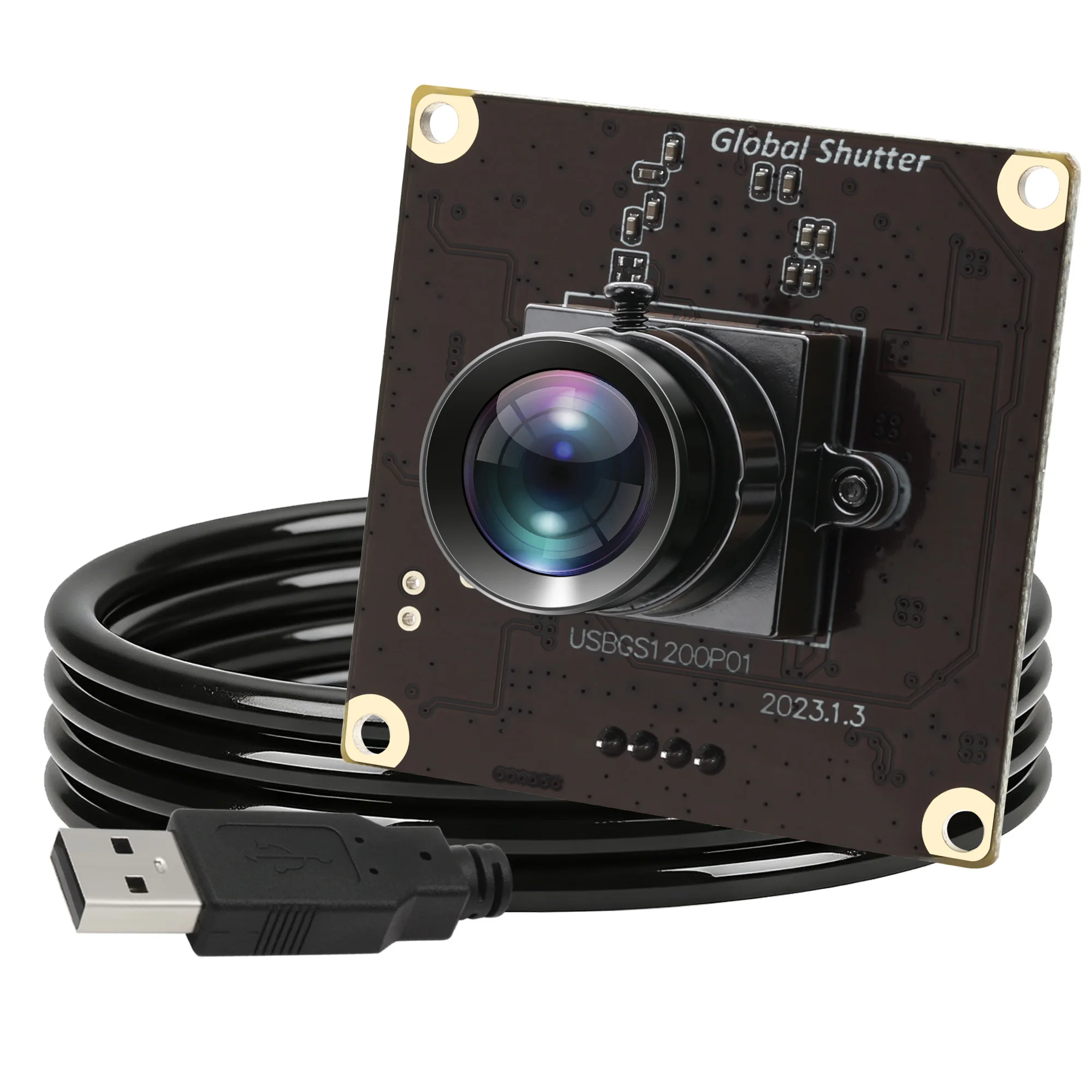 

ELP 1200P 90fps Global Shutter USB Camera Module High Speed AR0234 Color Mini UVC Webcam with No Distortion Lens for Laptop