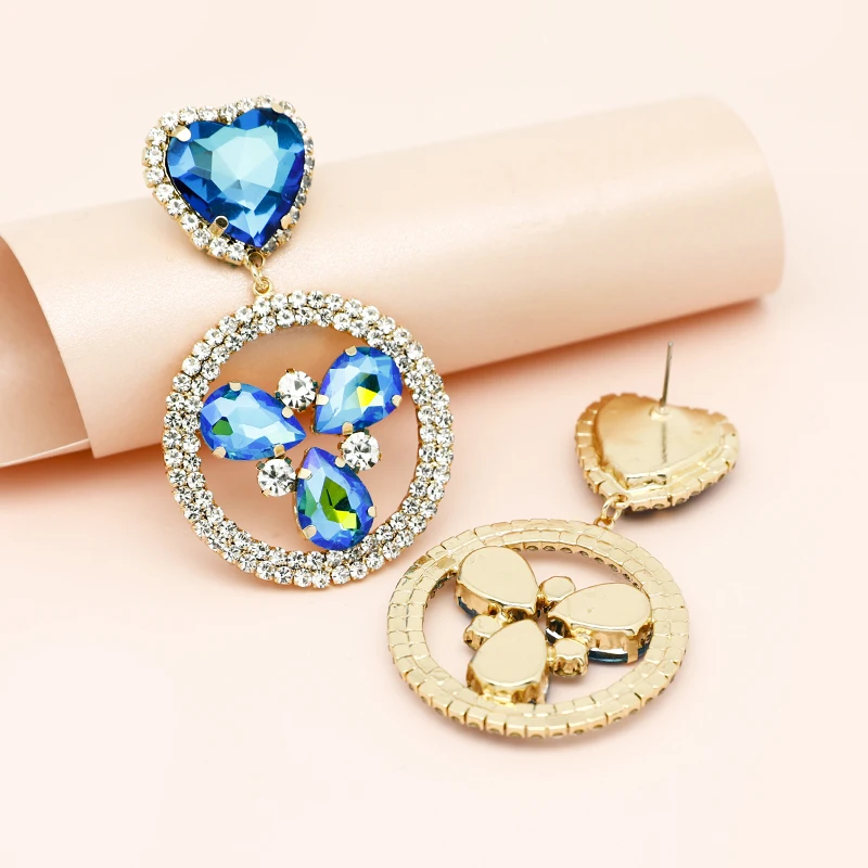 

EASYA Exaggerated Holiday Luxury Women's Crystal Earrings Vintage Jewelry Wholesale Business Wedding Bridal Accessorie
