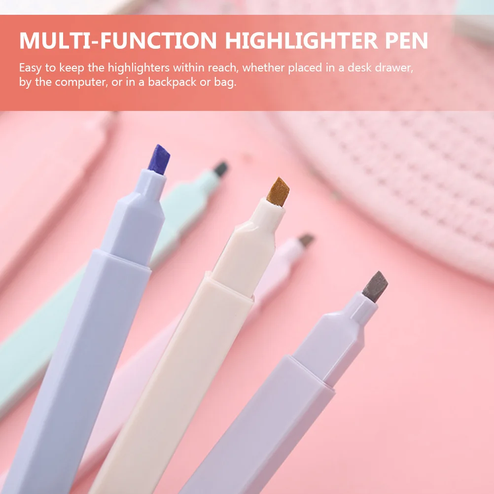 12pcs Fluorescent Pens Water-Based Ink Long-Lasting Color For School Office Study Multi-Function Highlighter Pen Portable Book