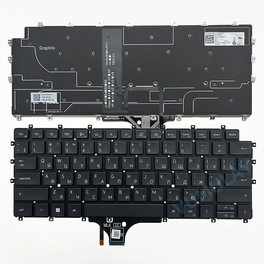 

New Russian Backlit Keyboard for Dell Latitude 9510 9520 2 in 1 084FG9 CEM3D DLM19F3 RUS