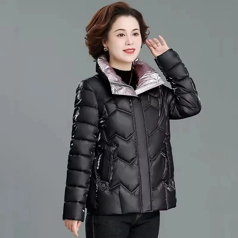 2023 new large size women Korean version of thick no-wash padded padded coat middle-aged and elderly down padded coat