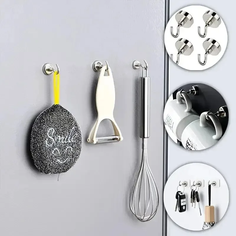 1/2/3/4/6/8pcs Forti Ganci Magnetici Gancio Portaoggetti Multiuso di Stoccaggio Per La Casa Cucina Bar di Stoccaggio Chiave Appeso gancio