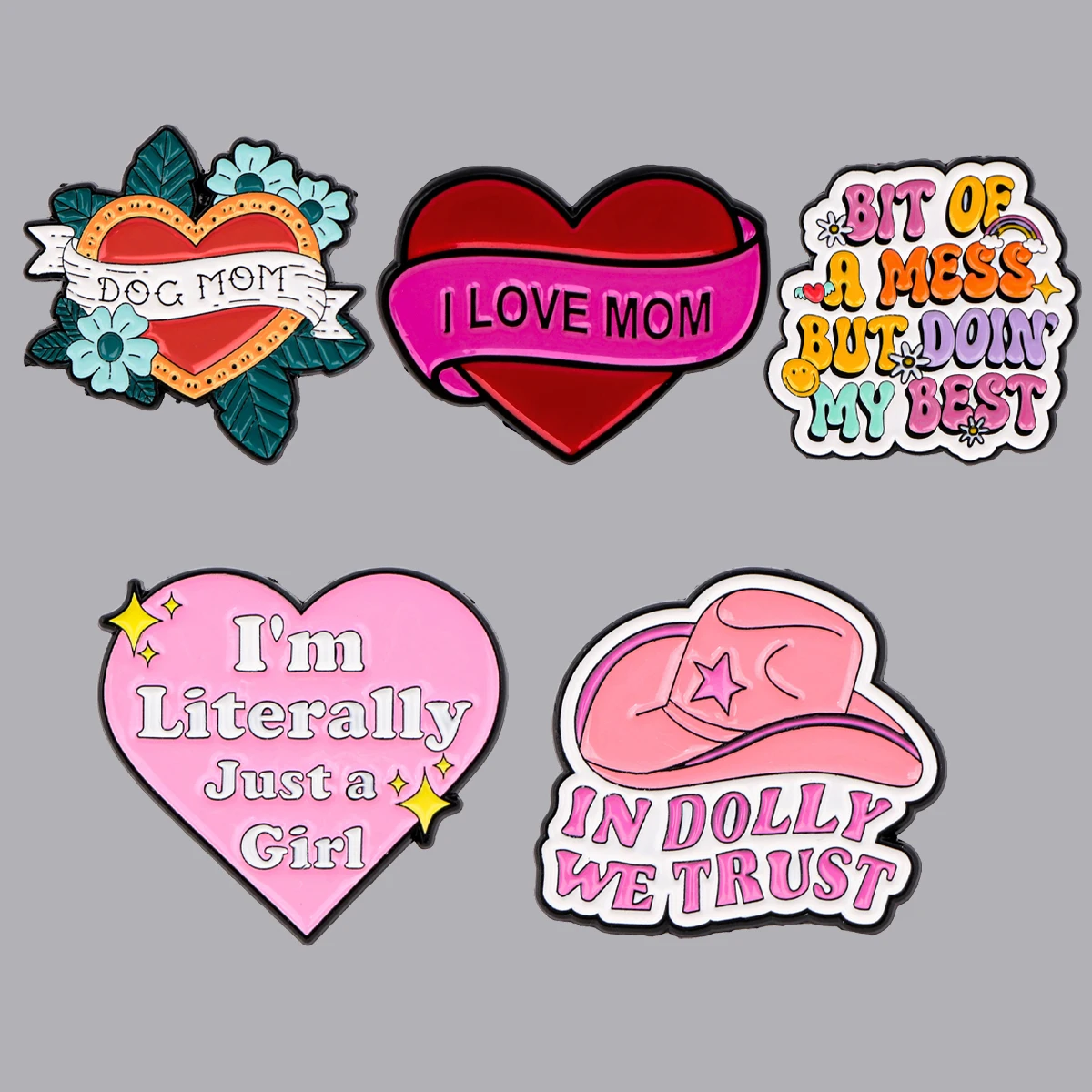 Funny Quotes Enamel Pins Cute Women's Brooches Men Lapel Pins Badge on Backpack Costume Accessories Heart Jewelry Mom Gifts