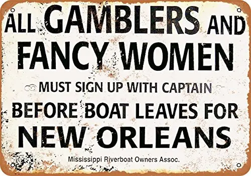 Wall-Color  Metal Sign - Gamblers and Fancy Women New Orleans Riverboat - Vintage Look