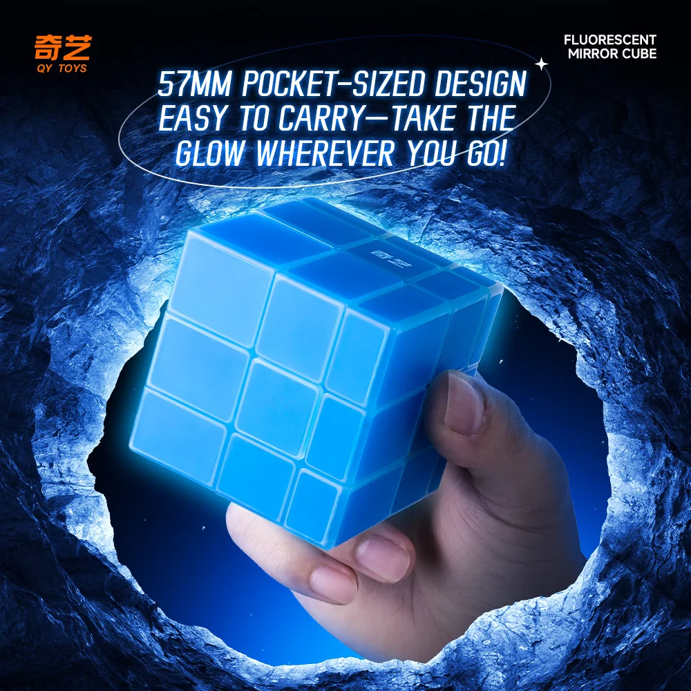 

QiYi Flurescent Mirror Cube 3X3 Educational Puzzle Magic Cube 3X3 Glow in Dark Blue Toys For Children Gift Toy Cubo Magico
