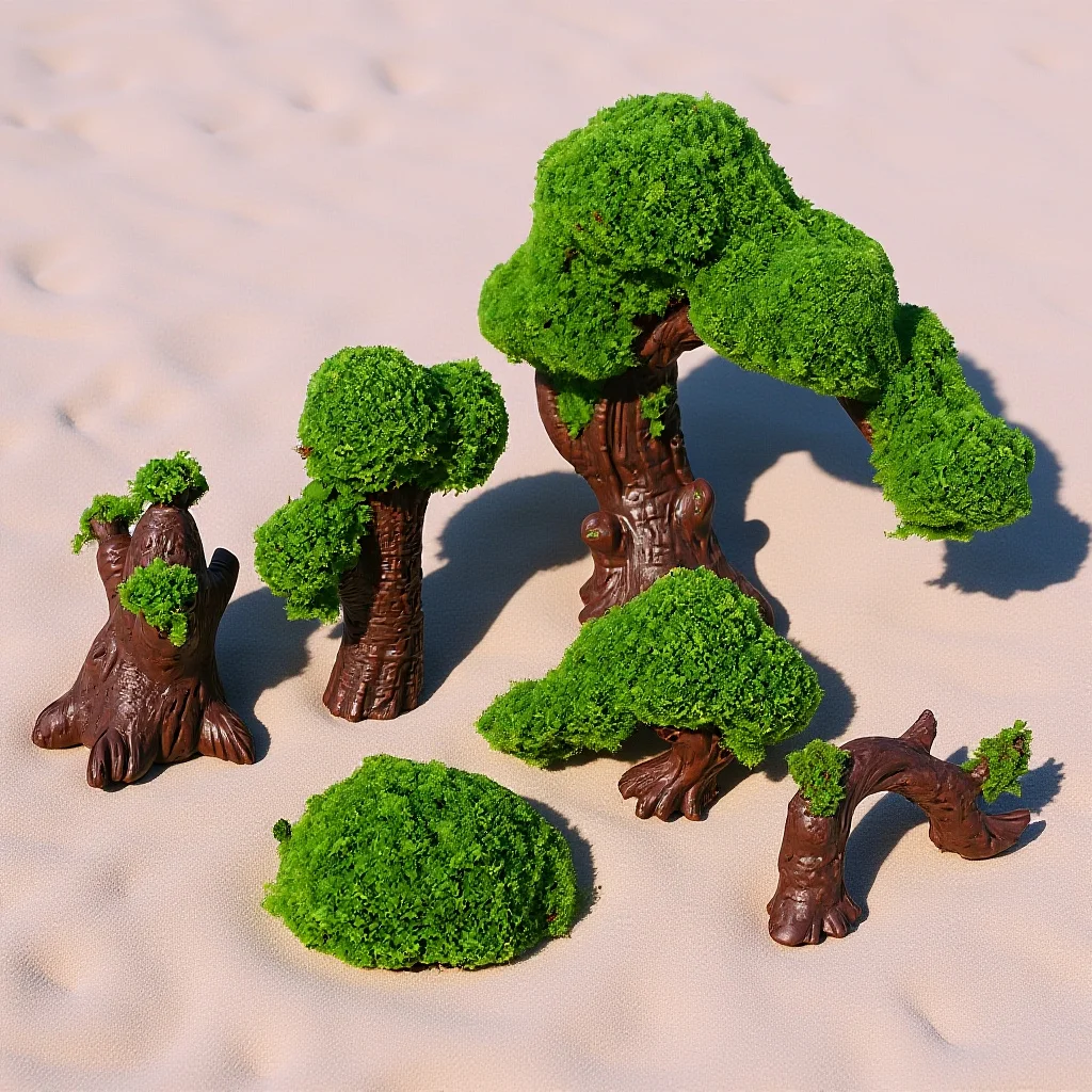 

6Pcs Fake Greenery Micro Landscape Decor with Realistic Artificial Moss Trees for Garden Tree Arrangement Miniature