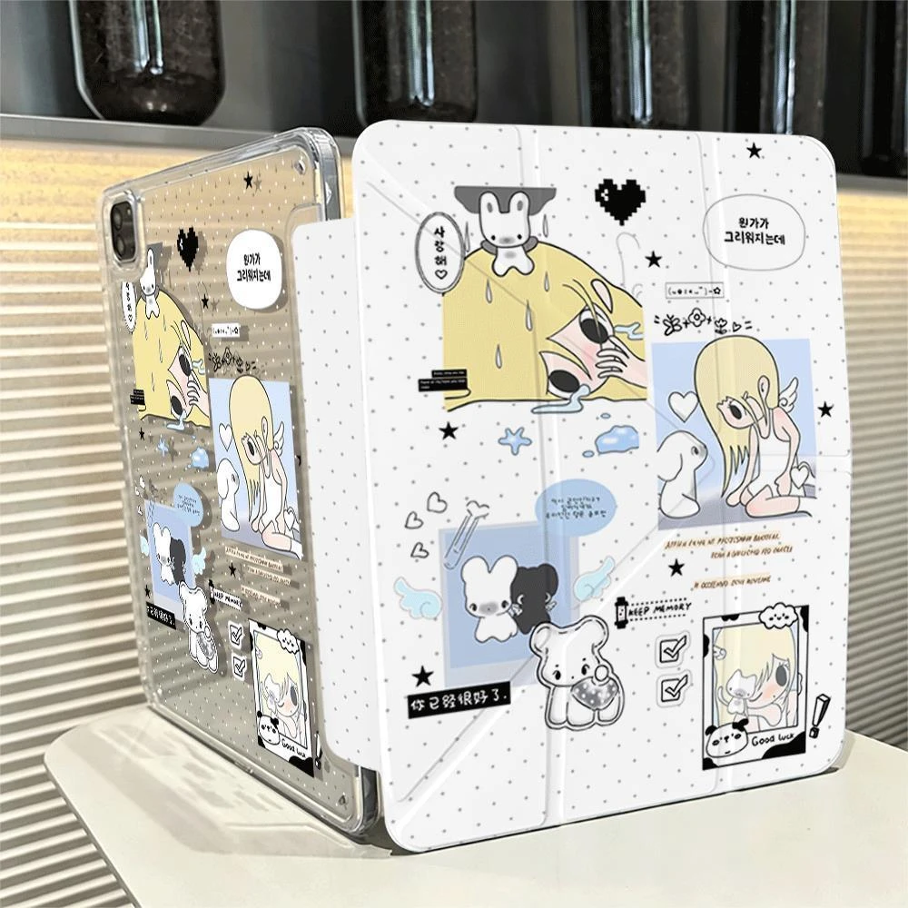 Angel Wing Girl New Tablet Case For iPad Pro 11 12.9in 13 15 M1 M3 M4 9.7 10.2 5/6th 7/8/9 10 11th MINI Air 5 6 7 Trifold Case