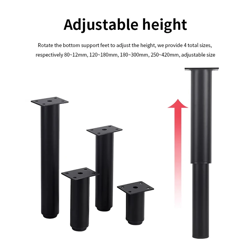 Adjustable Furniture Legs Support Column TV Cabinet Coffee Table Cabinet Table Metal Floor Legs Black White Cabinet Legs