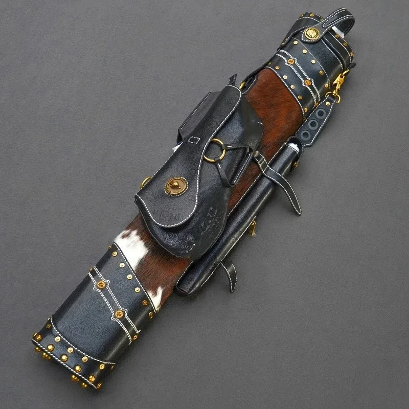 Rainbow billiard club, bucket tie men's big head stick bag, calfskin large capacity 7 holes