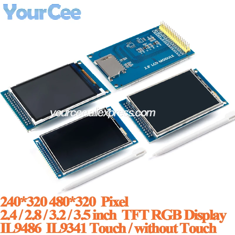 TFT Touch Screen LCD Display Module 2.4 2.8 3.2 3.5 inch RGB 65K ILI9341 IL9486 240*320 320*480 8Bit/16Bit Parallel Interface