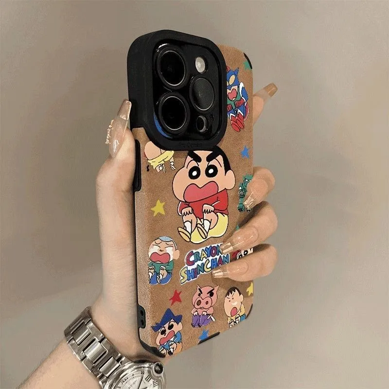 

anime Cute cry Crayon Shin-chan snot Boochan cartoon Luxury Anti-fur Phone Case For iPhone 11 12 13 14 15 16 17 Pro Max Cover﻿﻿﻿